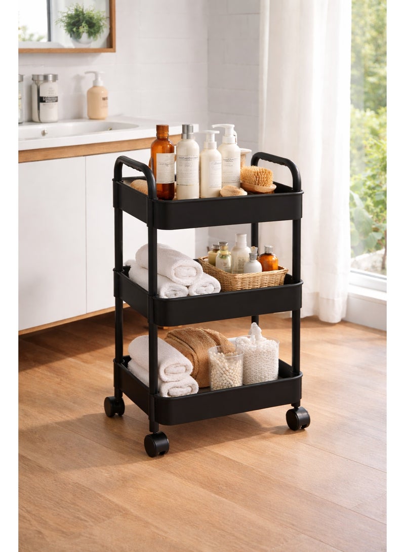 TaimAs 3-Tier Rolling Storage Cart with Wheels – Multi-Purpose Kitchen & Bathroom Organizer Trolley | Heavy Duty Utility Shelf - Image 2
